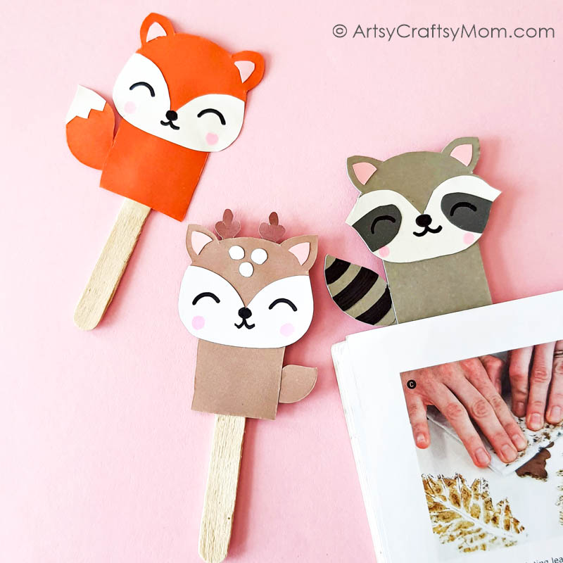 You'll love this Woodland Animals Mini Puppet Craft that features five adorable little woodland creatures! Use them to set up a special show for fall!