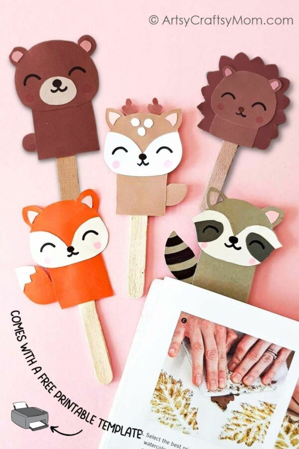 You'll love this Woodland Animals Mini Puppet Craft that features three adorable little woodland creatures! Use them to set up a special show for fall!