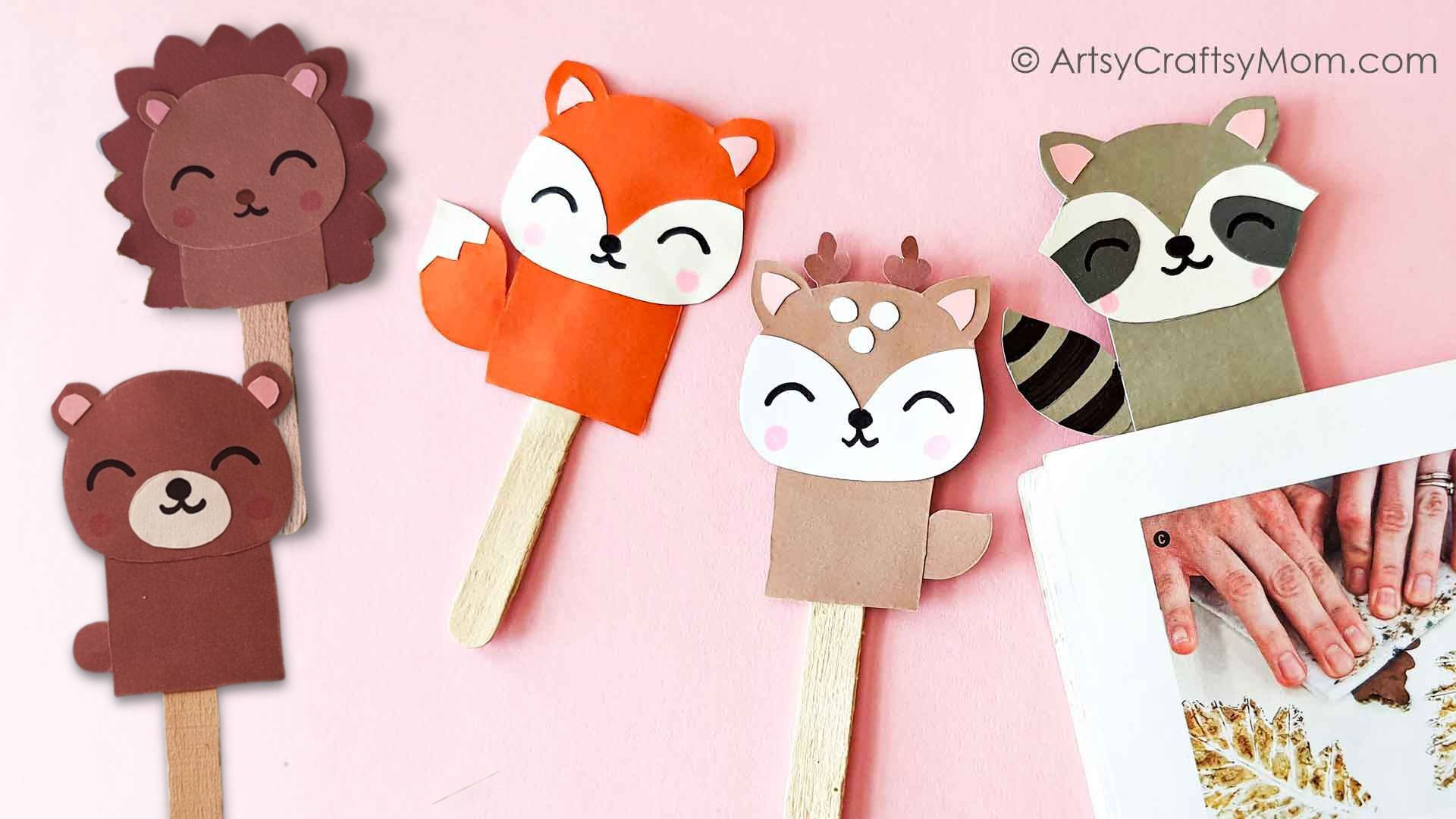 You'll love this Woodland Animals Mini Puppet Craft that features five adorable little woodland creatures! Use them to set up a special show for fall!