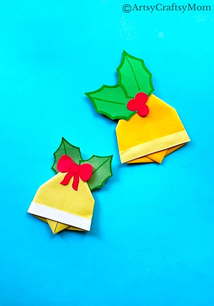This Christmas Origami Bell Craft is an easy project for kids to try this holiday season and don't worry about the mess - all you need is paper!