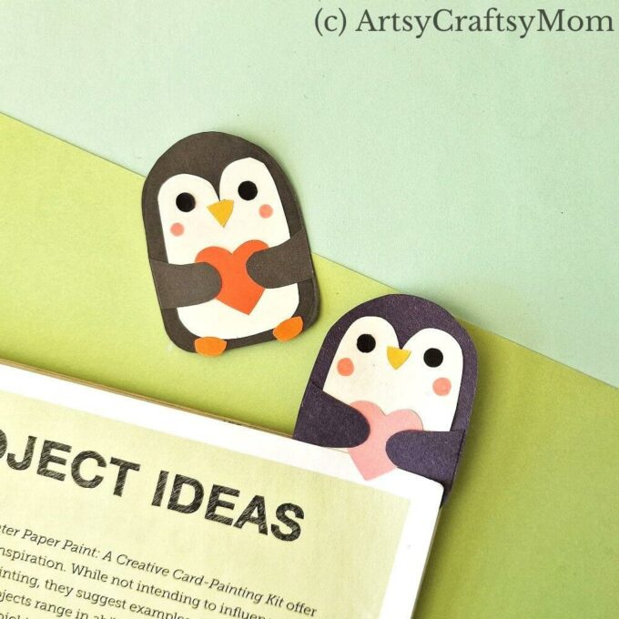 Adorable Penguin Heart Bookmark Craft 11 Here's an adorable penguin heart bookmark that's perfect for the festive season! Now you have a cute li'l book buddy for all your holiday reading!