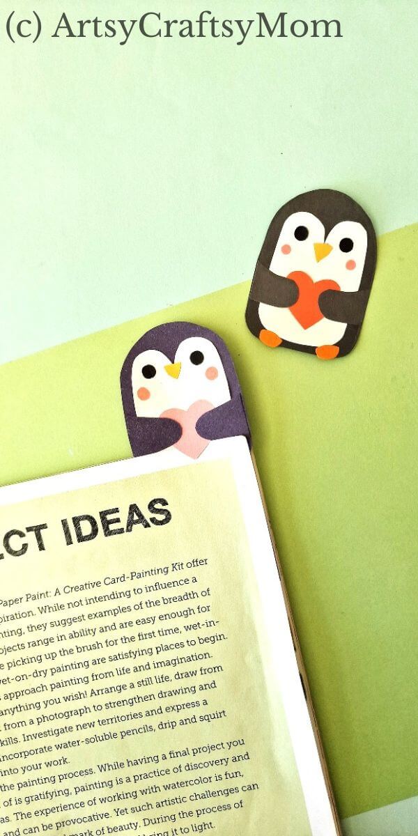 Adorable Penguin Heart Bookmark Craft 12 Here's an adorable penguin heart bookmark that's perfect for the festive season! Now you have a cute li'l book buddy for all your holiday reading!
