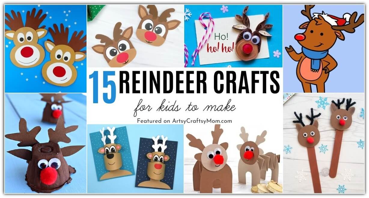 You'll love these reindeer crafts for kids that are perfect for the holiday season! Reindeer feature on gift wrap, cards, puppets, printables and more!