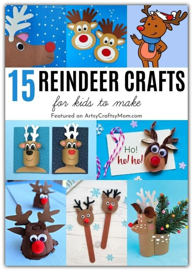 You'll love these reindeer crafts for kids that are perfect for the holiday season! Reindeer feature on gift wrap, cards, puppets, printables and more!