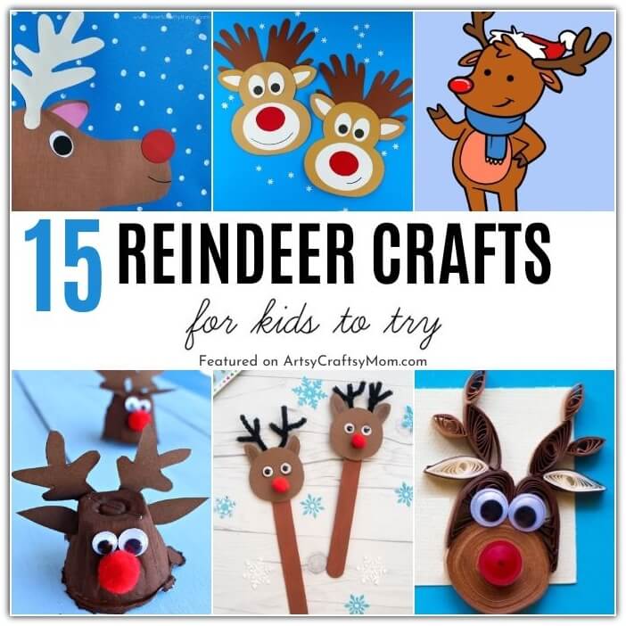 You'll love these reindeer crafts for kids that are perfect for the holiday season! Reindeer feature on gift wrap, cards, puppets, printables and more!
