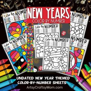 Undated New Year's Printable Color By Number Sheets