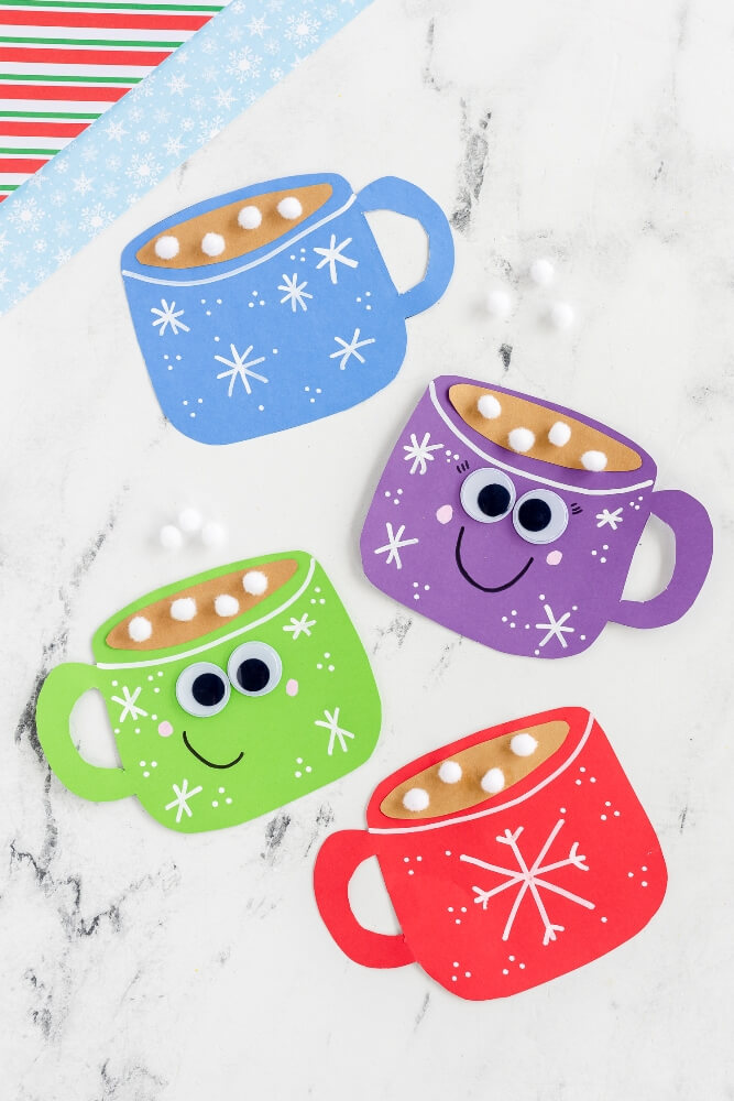 Hot chocolate is amazing in a cup, and also in crafts! Try out these cute Hot Chocolate Crafts for kids - made from paper, cardboard and more!