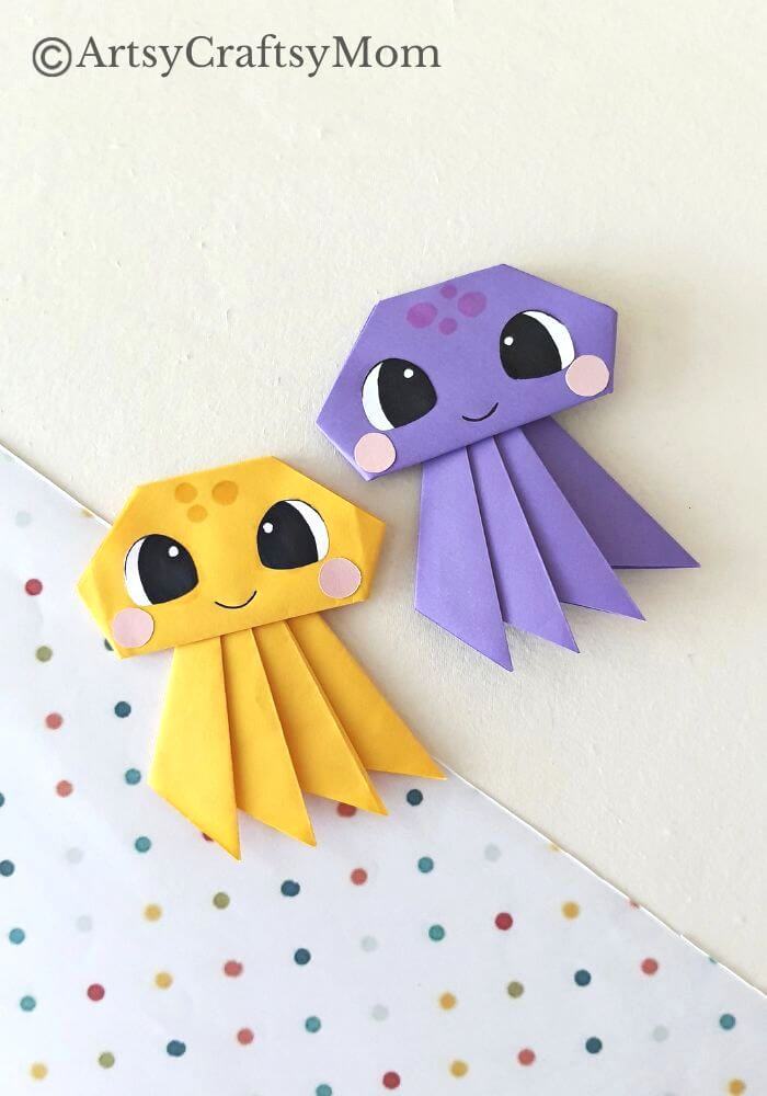 If you're up for a challenge, this Origami Octopus craft for Kids is perfect to expand your Origami skills! Practice your folds and see what happens!