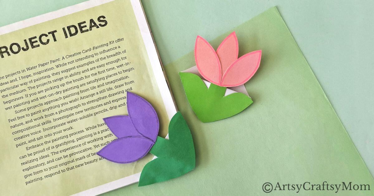Here's a beautiful tulip corner bookmark craft that's perfect for spring that's coming! Features a printable template that you can use in the craft!