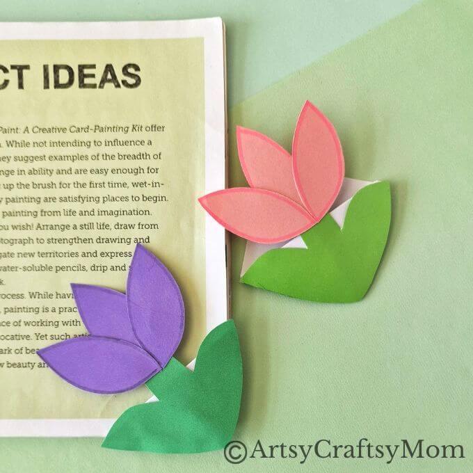 Here's a beautiful tulip corner bookmark craft that's perfect for spring that's coming! Features a printable template that you can use in the craft!