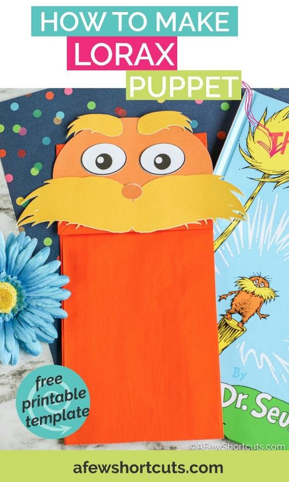 With Dr. Seuss' birthday coming up, it's a great time to make these Lorax crafts for kids! All you need are regular craft supplies and you're all set!