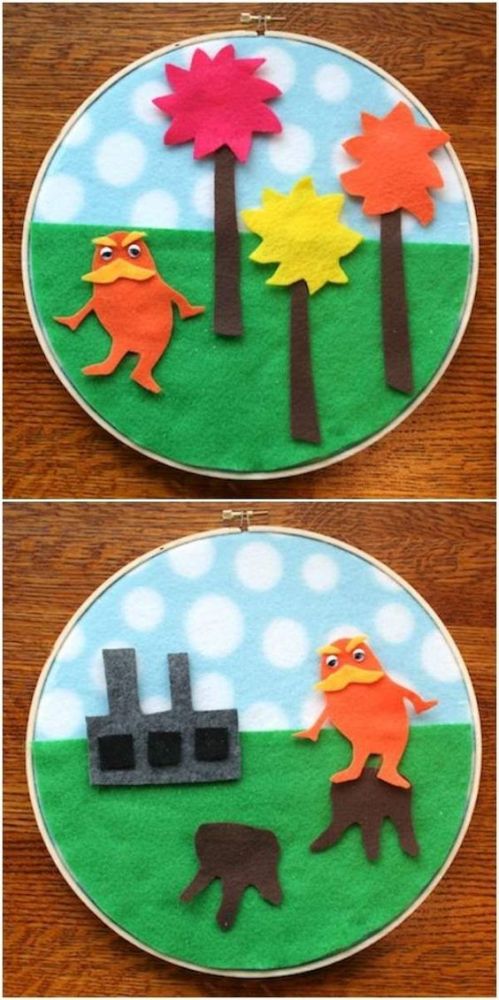 With Dr. Seuss' birthday coming up, it's a great time to make these Lorax crafts for kids! All you need are regular craft supplies and you're all set!