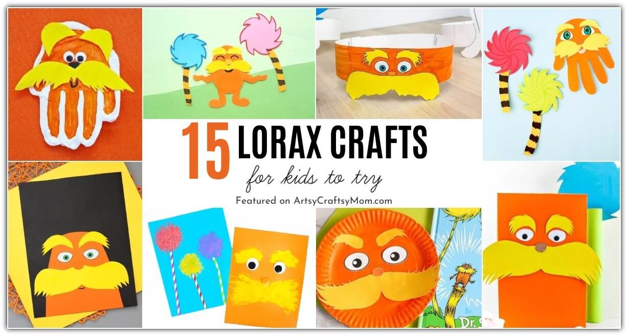 With Dr. Seuss' birthday coming up, it's a great time to make these Lorax crafts for kids! All you need are regular craft supplies and you're all set!