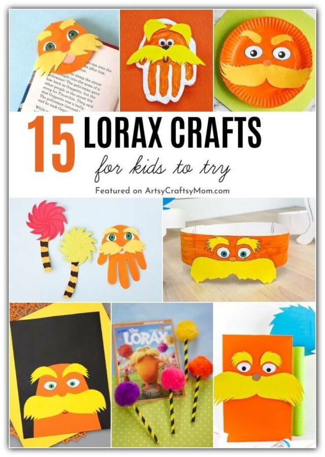With Dr. Seuss' birthday coming up, it's a great time to make these Lorax crafts for kids! All you need are regular craft supplies and you're all set!