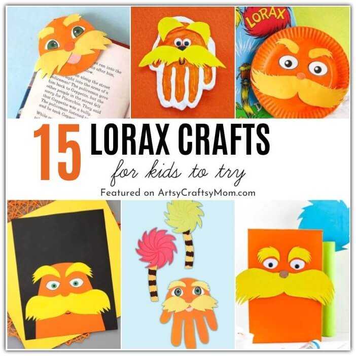 With Dr. Seuss' birthday coming up, it's a great time to make these Lorax crafts for kids! All you need are regular craft supplies and you're all set!