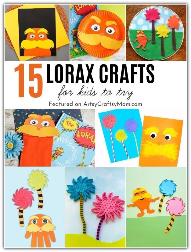 With Dr. Seuss' birthday coming up, it's a great time to make these Lorax crafts for kids! All you need are regular craft supplies and you're all set!
