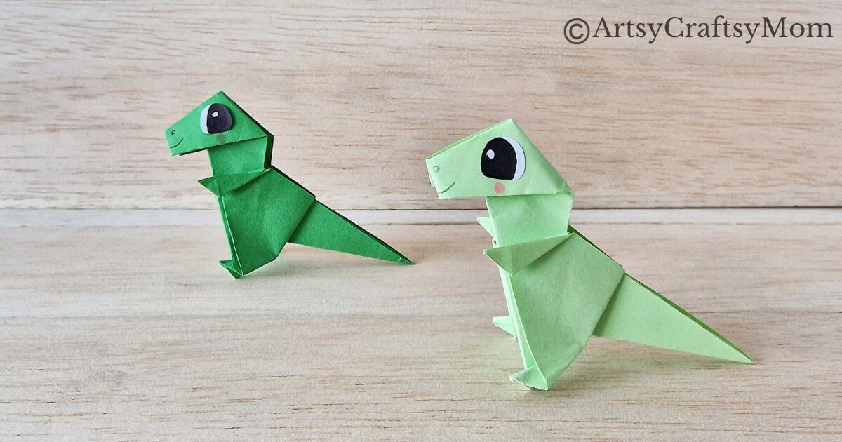 Got a dinosaur fan at home? They will love this Origami Dinosaur Craft! Easy enough to make even for Origami beginners and all you need is paper!