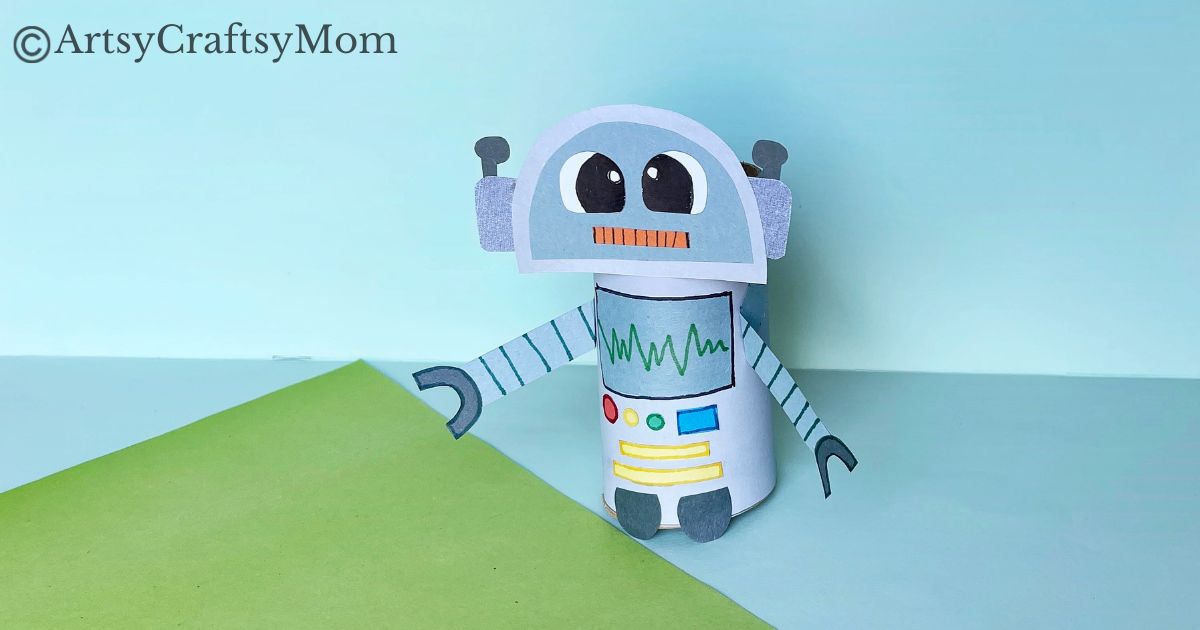 All you need is an empty cardboard tube to make this adorable toilet paper roll robot craft! So gather your supplies, lay them out and get crafting!
