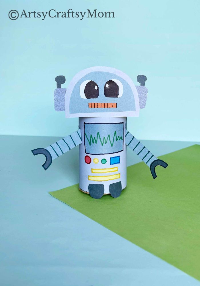 All you need is an empty cardboard tube to make this adorable toilet paper roll robot craft! So gather your supplies, lay them out and get crafting!