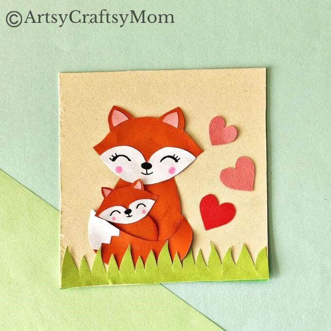 Super Cute Mother's Day Fox Card for Kids 15 This Mother's Day Fox Card for Kids is too cute for words! It features a sweet Mama Fox and her little baby cub, locked together in a hug!