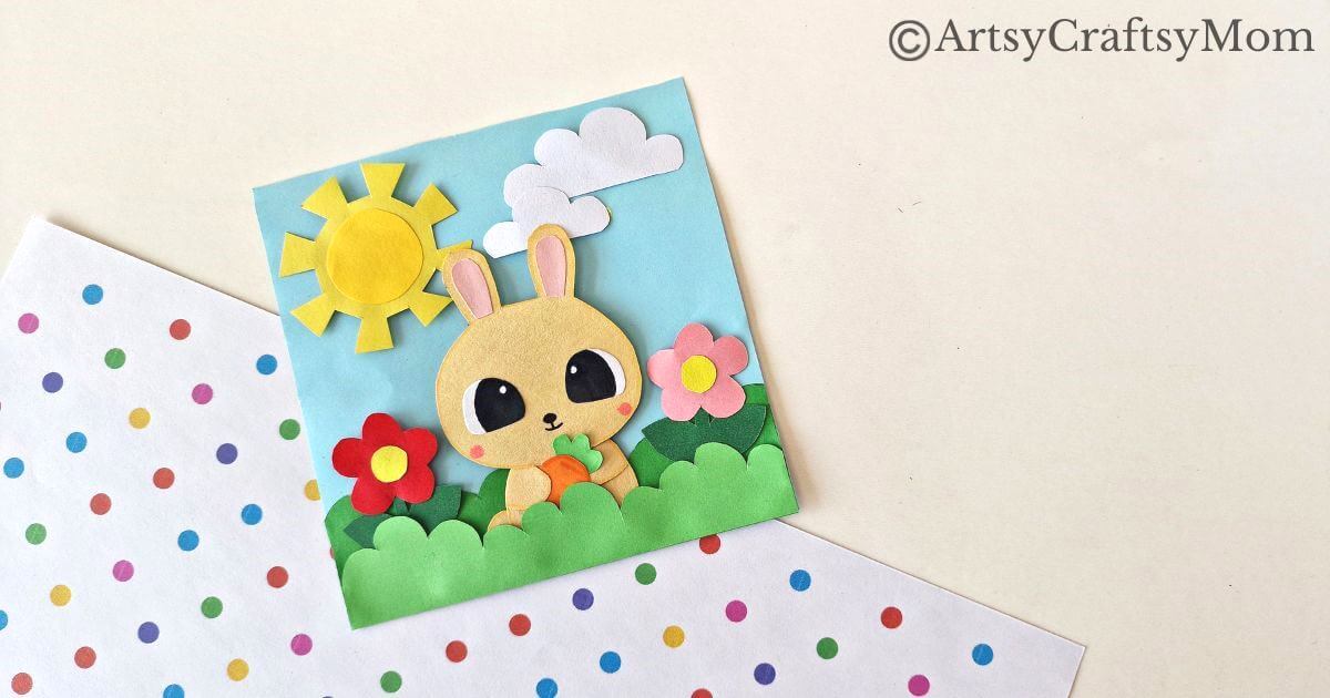 Cute Spring Bunny Papercraft with Printable Template 22 All you need is colored craft paper and cardstock to make this adorable spring bunny papercraft! Great even for crafting beginners and little ones!
