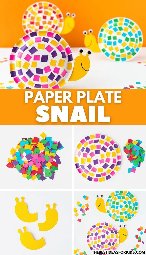 Everyone will love these snappy & colorful snail crafts for kids! Perfect for young kids to explore their creativity with yarn, paint, paper plates & more!