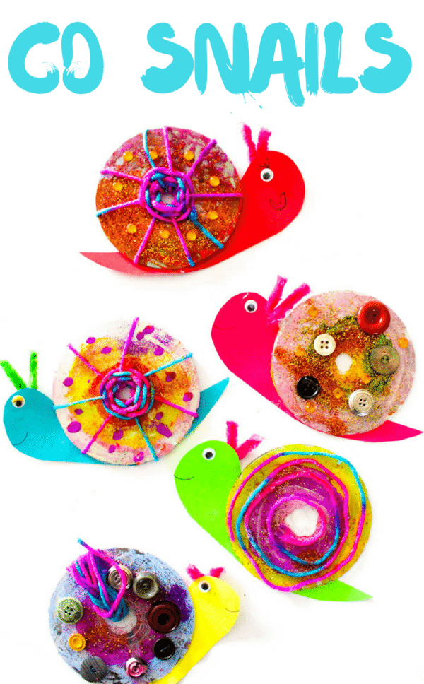 Everyone will love these snappy & colorful snail crafts for kids! Perfect for young kids to explore their creativity with yarn, paint, paper plates & more!