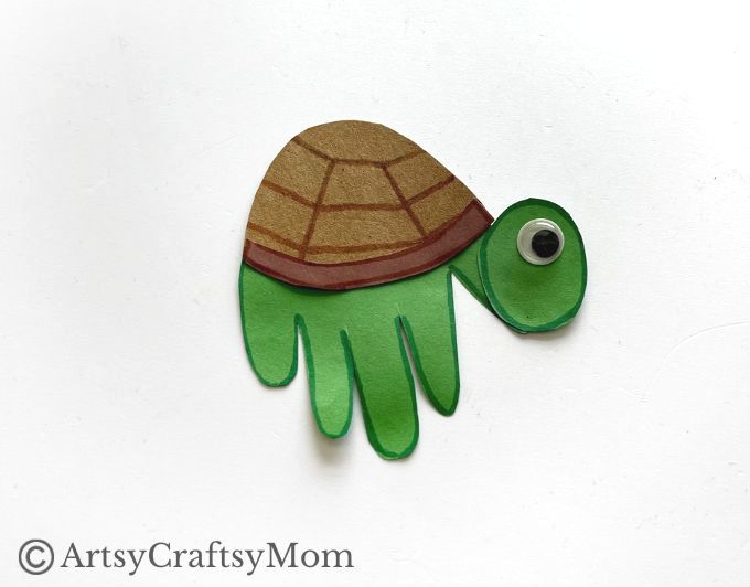 Super Easy Handprint Turtle Craft for Kids 9 This Handprint Turtle Craft for Kids is probably one of the easiest handprint crafts you'll find! All you need is craft paper, googly eyes and markers!