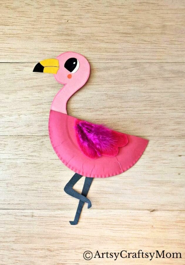 This Paper Plate Flamingo Craft gives kids the opportunity to use multiple craft materials to create their own gorgeous and unique flamingo!