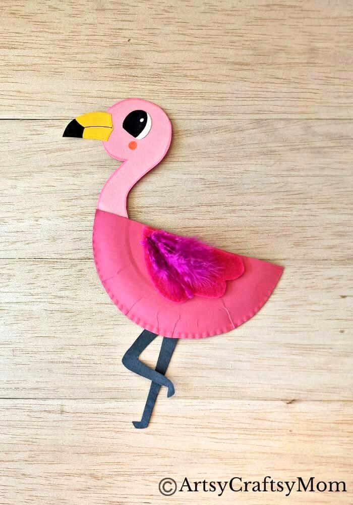 This Paper Plate Flamingo Craft gives kids the opportunity to use multiple craft materials to create their own gorgeous and unique flamingo!