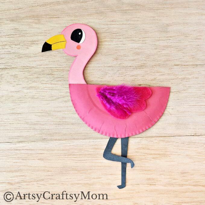 This Paper Plate Flamingo Craft gives kids the opportunity to use multiple craft materials to create their own gorgeous and unique flamingo!