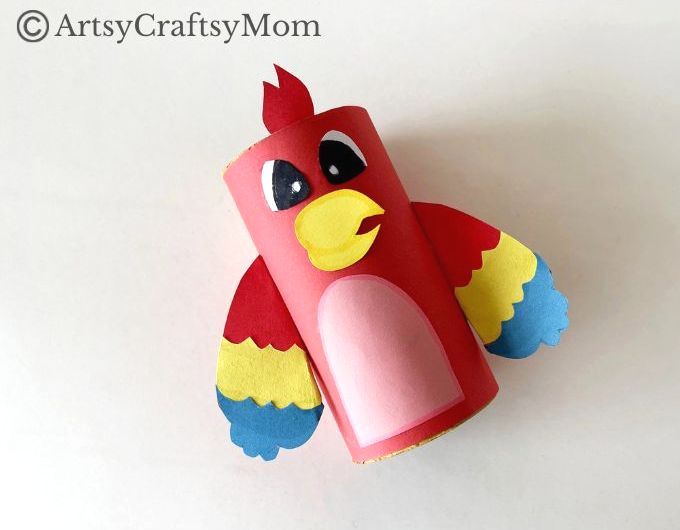 Terrific Toilet Paper Parrot Craft for Kids 9 Kids are going to love this bright and colorful Toilet Paper Parrot Craft! Use craft paper in different colors to add feathers and create a fun project!