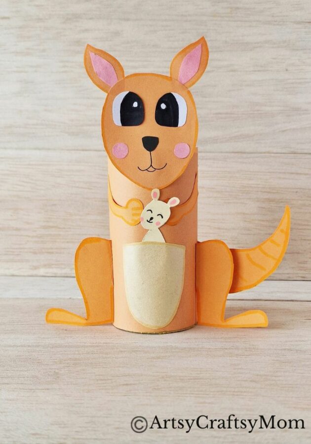 Enjoy this cute Toilet Paper Roll Kangaroo Craft that's also super simple to make! See how easy it is to turn a cardboard tube into something cool!