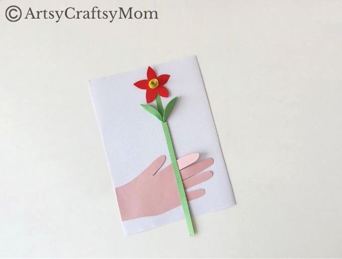 Easy DIY Flower in Hand Card for Kids 13 Here's a fun DIY Flower in Hand Card for kids to make for any occasion - Mother's Day, Teacher's Day, Father's Day, Valentine's Day or just like that!