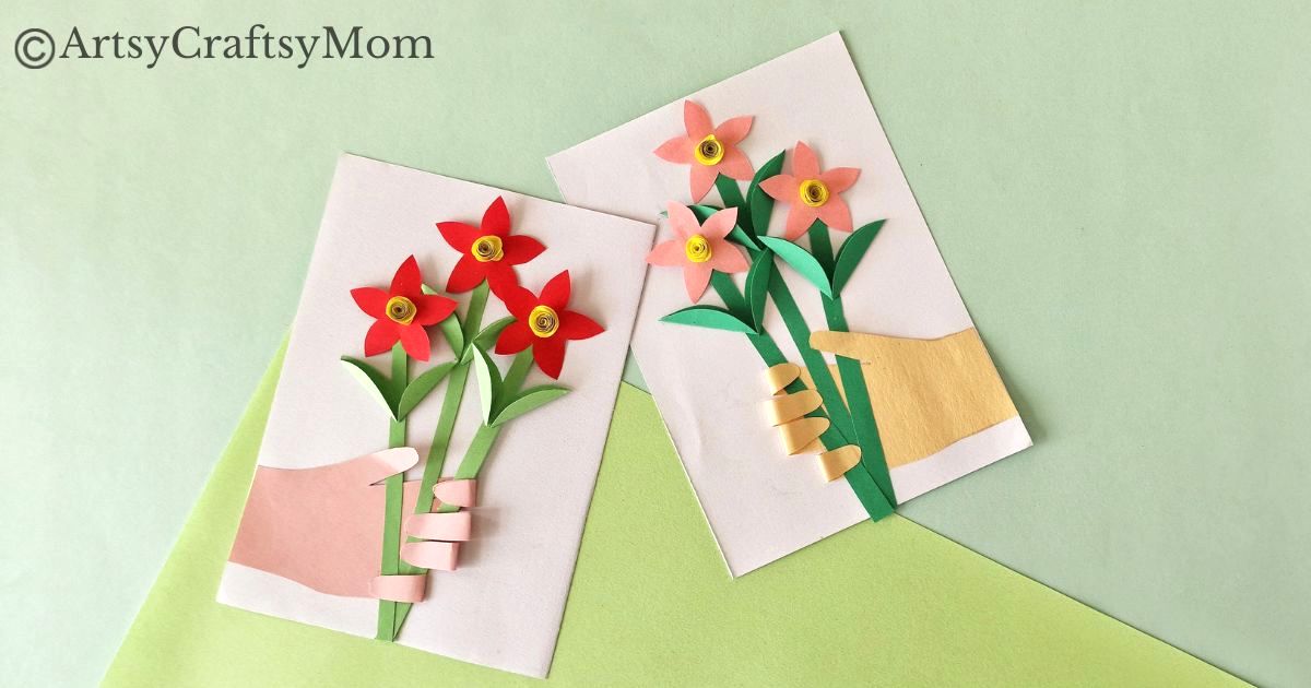 Easy DIY Flower in Hand Card for Kids 18 Here's a fun DIY Flower in Hand Card for kids to make for any occasion - Mother's Day, Teacher's Day, Father's Day, Valentine's Day or just like that!