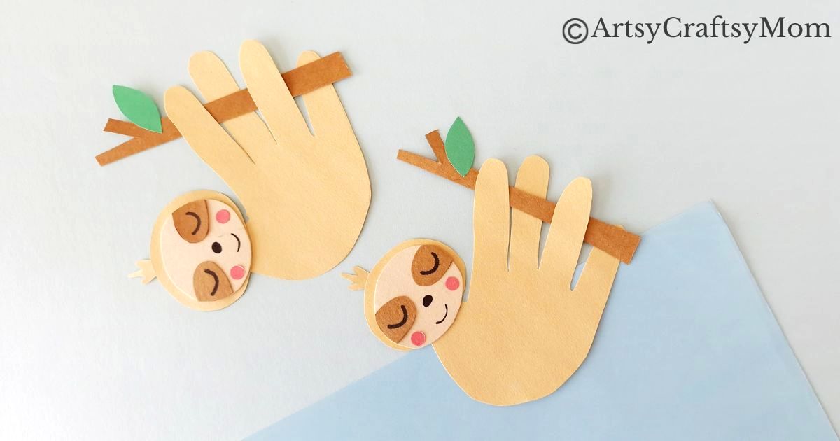 Kids will love making this cute Handprint Sloth Craft - especially since they can see their own handprints in it! Perfect for preschoolers & young kids,