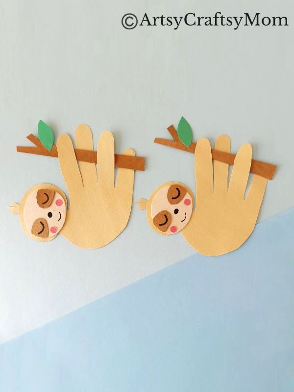 Kids will love making this cute Handprint Sloth Craft - especially since they can see their own handprints in it! Perfect for preschoolers & young kids,