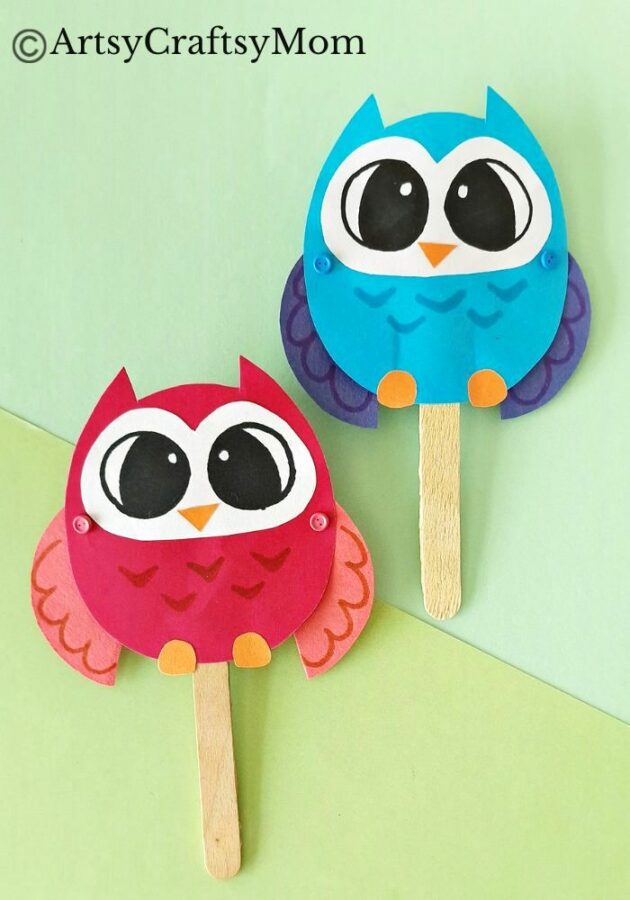 This Moving Owl Craft for Kids is easier to make than it seems! It's a simple, fun craft for kids of all ages to make and play with too!
