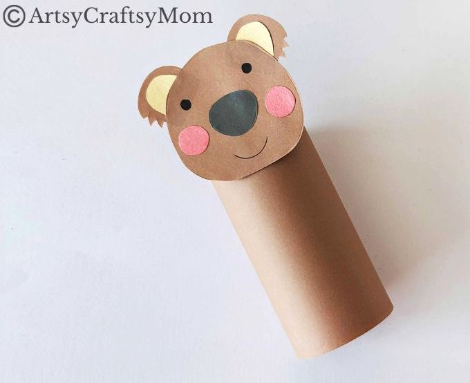 Here's how you can turn a plain cardboard tube into a cute little Toilet Paper Roll Koala Craft for Kids! All you need is craft paper & a paper roll!