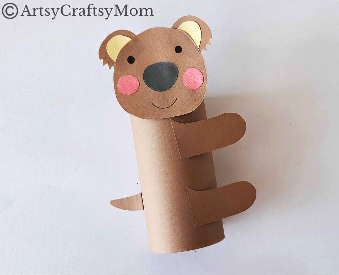 Here's how you can turn a plain cardboard tube into a cute little Toilet Paper Roll Koala Craft for Kids! All you need is craft paper & a paper roll!