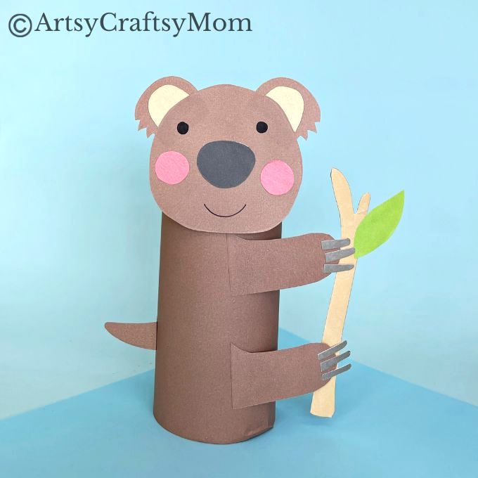 Here's how you can turn a plain cardboard tube into a cute little Toilet Paper Roll Koala Craft for Kids! All you need is craft paper & a paper roll!