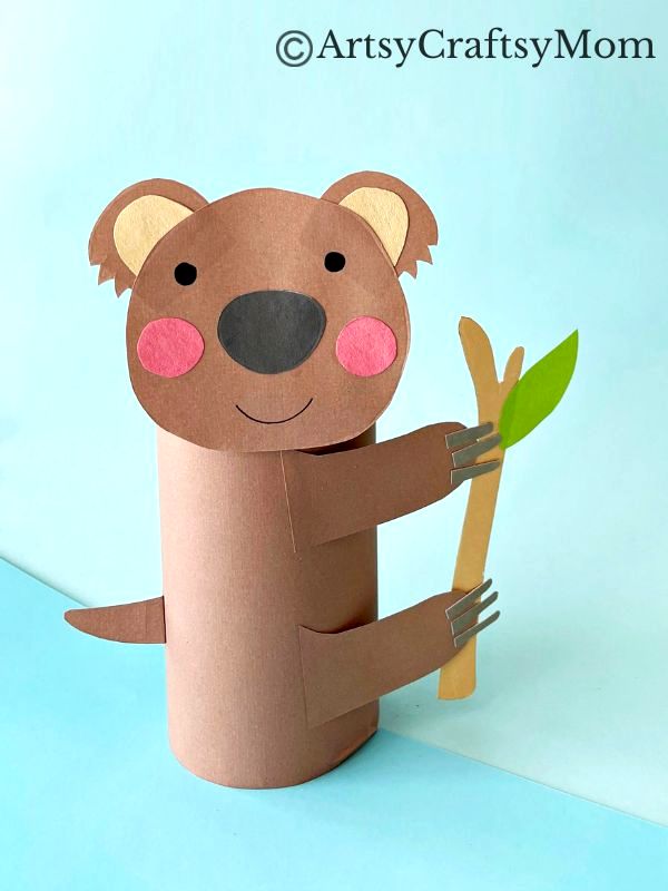 Here's how you can turn a plain cardboard tube into a cute little Toilet Paper Roll Koala Craft for Kids! All you need is craft paper & a paper roll!