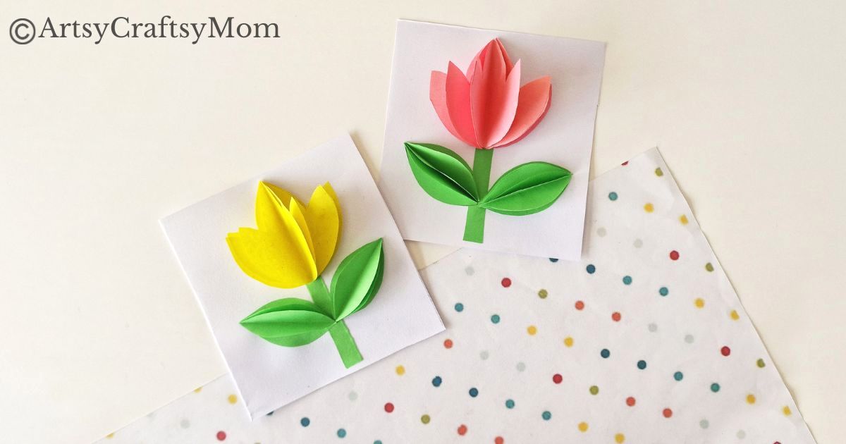 Here's a gorgeous DIY Tulip Card Craft for kids to make for any occasion - Mother's Day, Father's Day, Teacher's Day or Grandparent's Day!