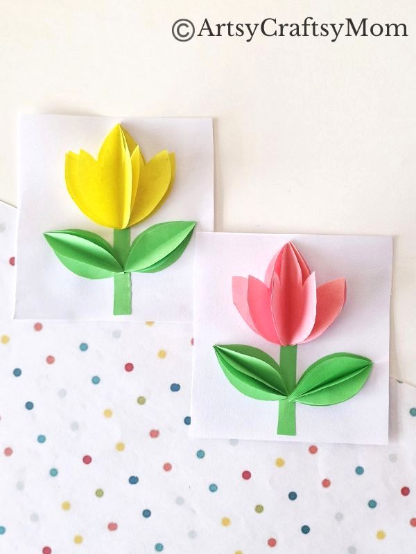 Here's a gorgeous DIY Tulip Card Craft for kids to make for any occasion - Mother's Day, Father's Day, Teacher's Day or Grandparent's Day!