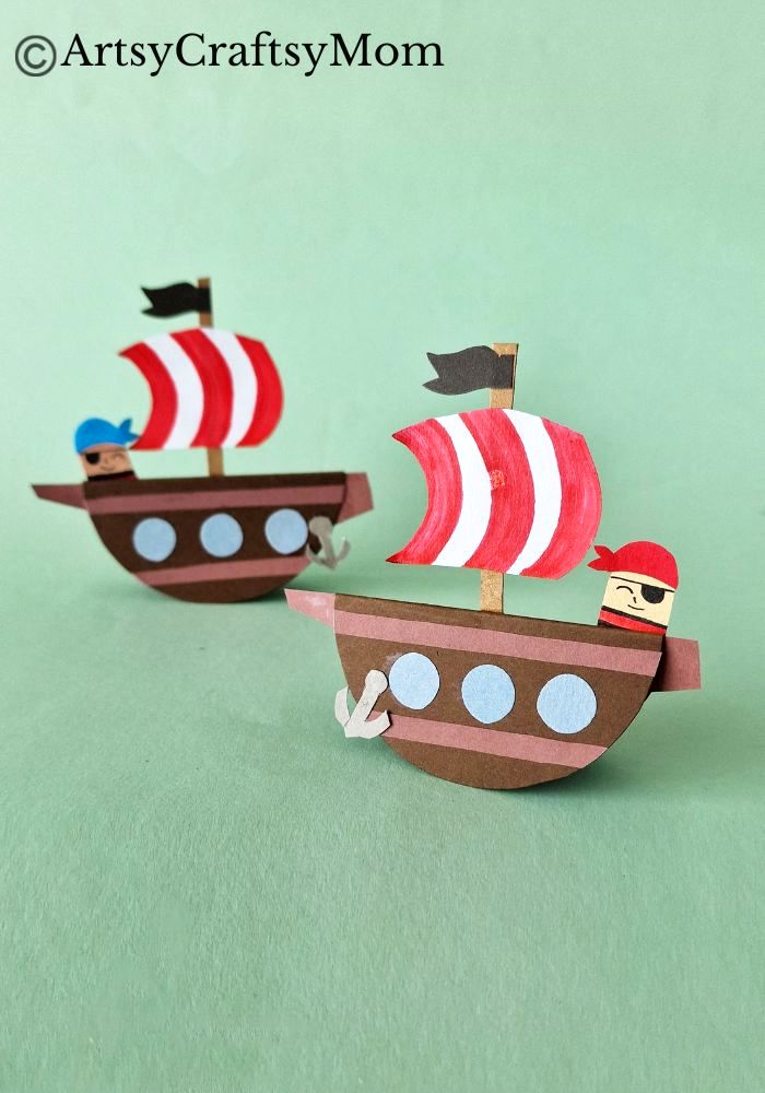 Here's a rocking pirate ship craft that kids will love - it includes a cute little pirate too! The fact that the ship rocks makes it great for the high seas!