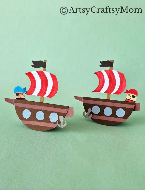 Here's a rocking pirate ship craft that kids will love - it includes a cute little pirate too! The fact that the ship rocks makes it great for the high seas!