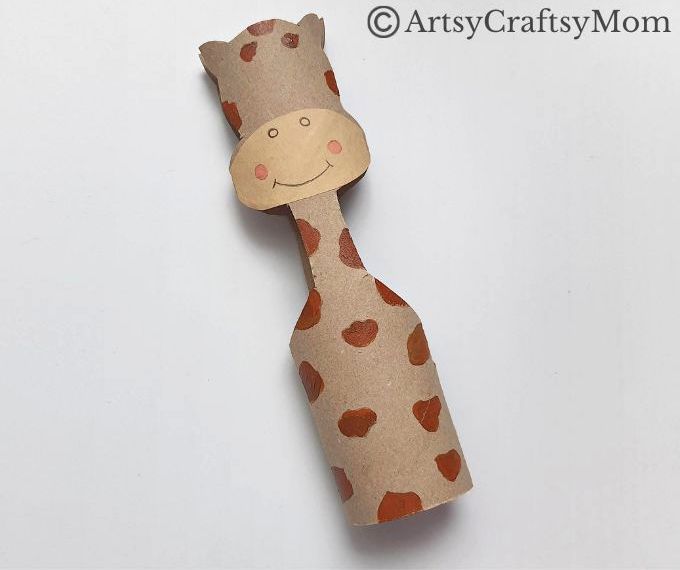 An empty cardboard tube beautifully transforms into the neck of this cute Toilet Paper Roll Giraffe Craft! Easy project for kids of all ages to try!