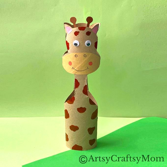 An empty cardboard tube beautifully transforms into the neck of this cute Toilet Paper Roll Giraffe Craft! Easy project for kids of all ages to try!