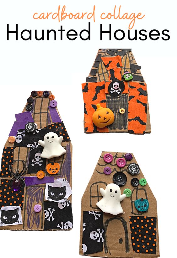 This Halloween, have fun making haunted house crafts out of anything - popsicle sticks, paper, boxes, paper rolls, cardboard paper plates and more!