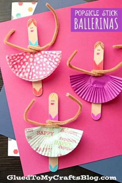If you've got a ballet enthusiast at home, they'll love these pretty ballerina crafts for kids! Make ballerinas out of pipe cleaners, coffee filters & more!